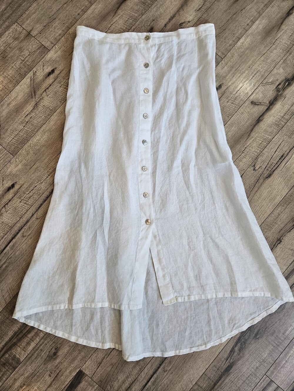 Bryn Walker White Cinzia Linen Button Down Hi Lo Maxi Skirt Medium Lagenlook